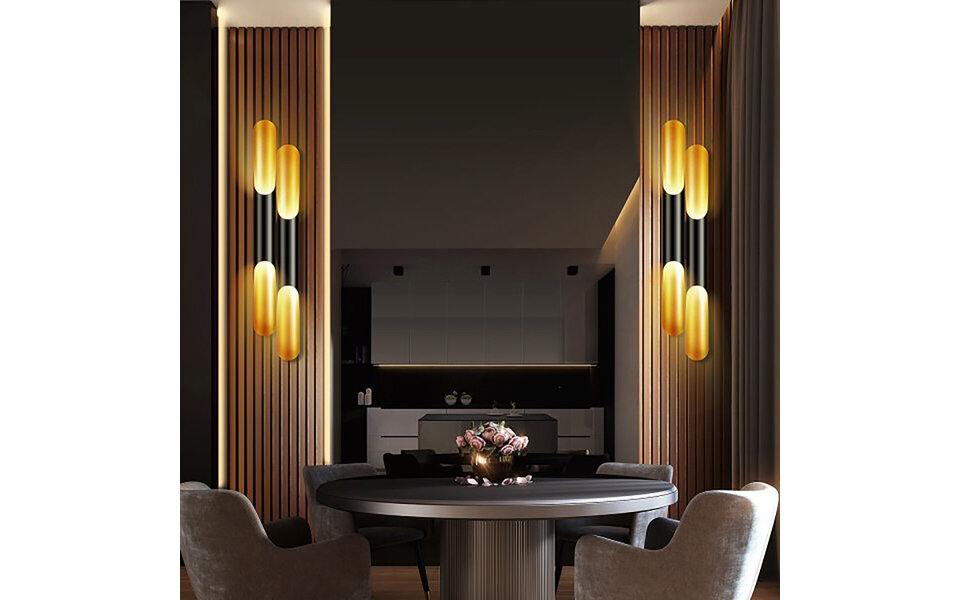 HLW LED LED Wall Lamp Matte Black/Gold Design - 4-light Up & Down LED Floor Lamp