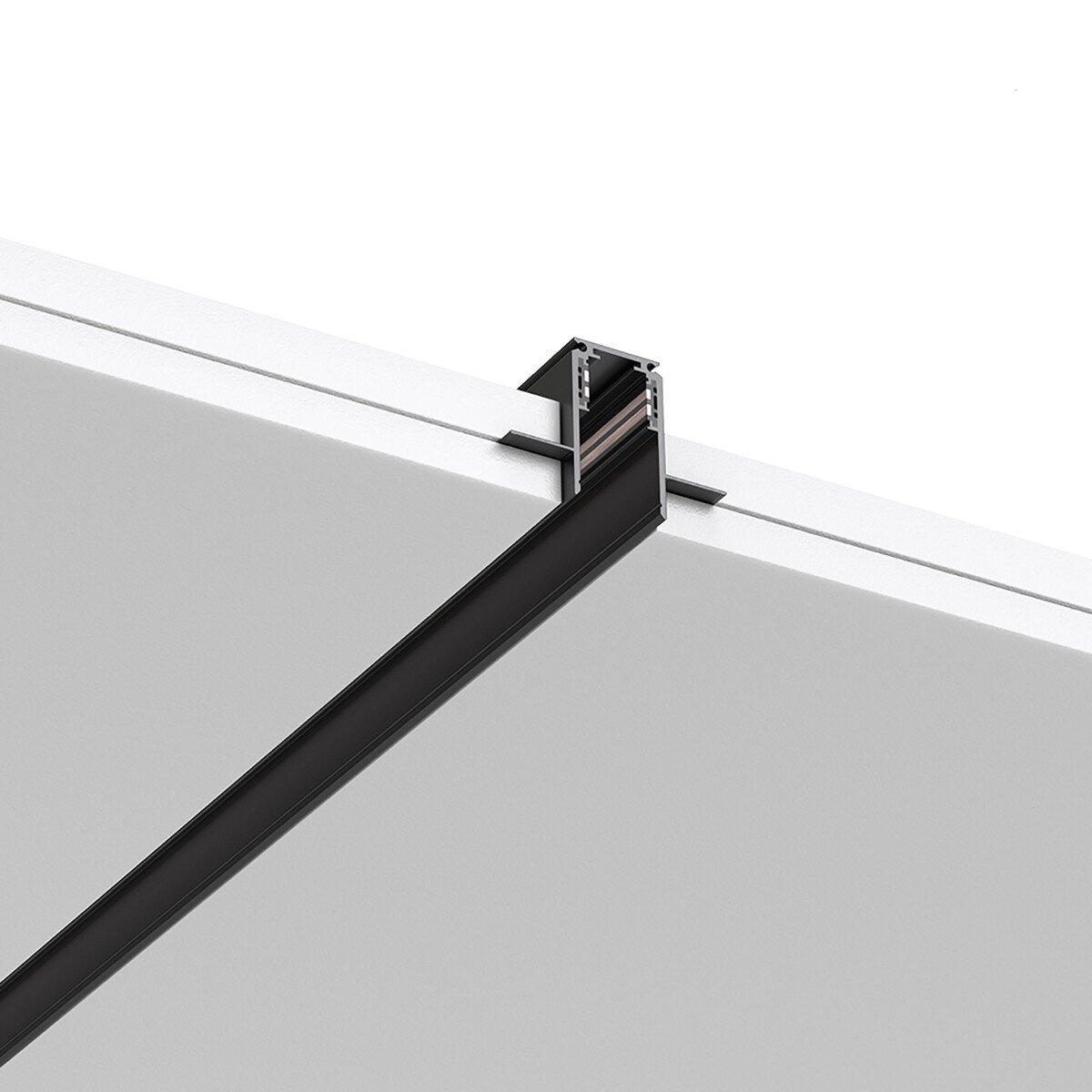 The Brinton Magni 48V magnetic track rail 1m recessed – Black