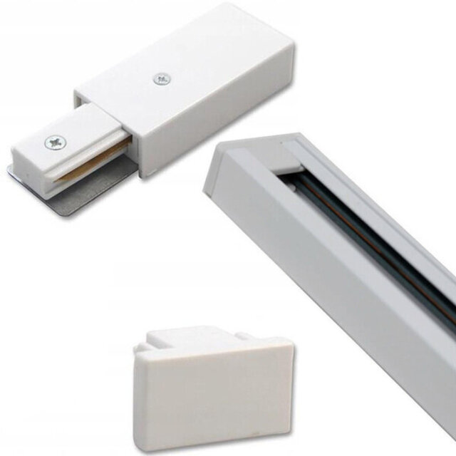 Witte 1 meter lange aluminium spanningsrail 1 fase geschikt voor LED lampen met 16A belasting