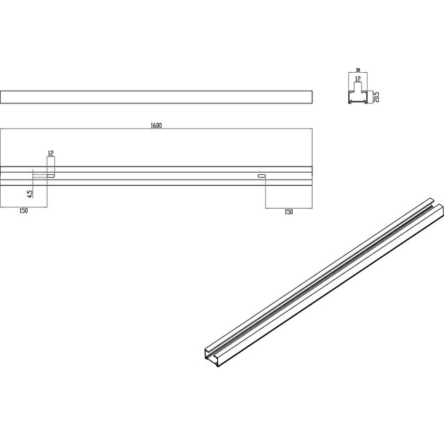 witte metalen spanningsrail 160cm voor LED lampen en downlights met strakke moderne afwerking
