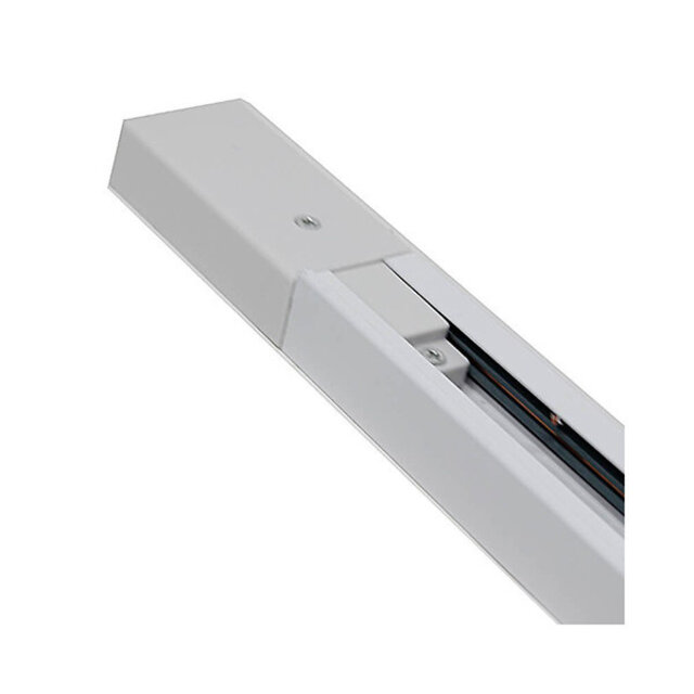 Witte 3 meter lange aluminium spanningsrail 1-fase voor opbouwmontage aan plafond