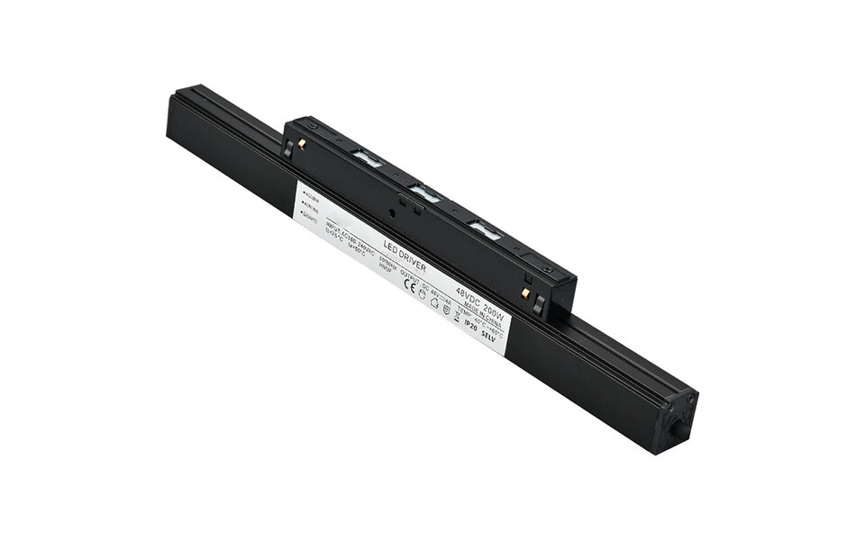 HLW LED 200W LED Driver for 48V Magnetic Track Rails - Black LED Floor Lamp Power Connector
