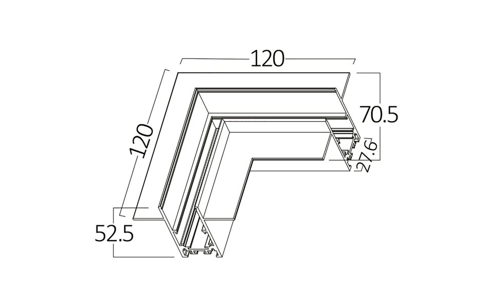 HLW LED Zwart Hoekstuk voor 48V Magnetische Track Rails - Inbouw Plafond LED Lamp