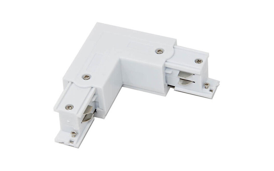 HLW LED Power Rail Connector White - 3 Phase Corner L Coupling Left with Adjustable Beam Angle HLW LED Power Rail Connector White - 3 Phase Corner L Coupling Left with Adjustable Beam Angle