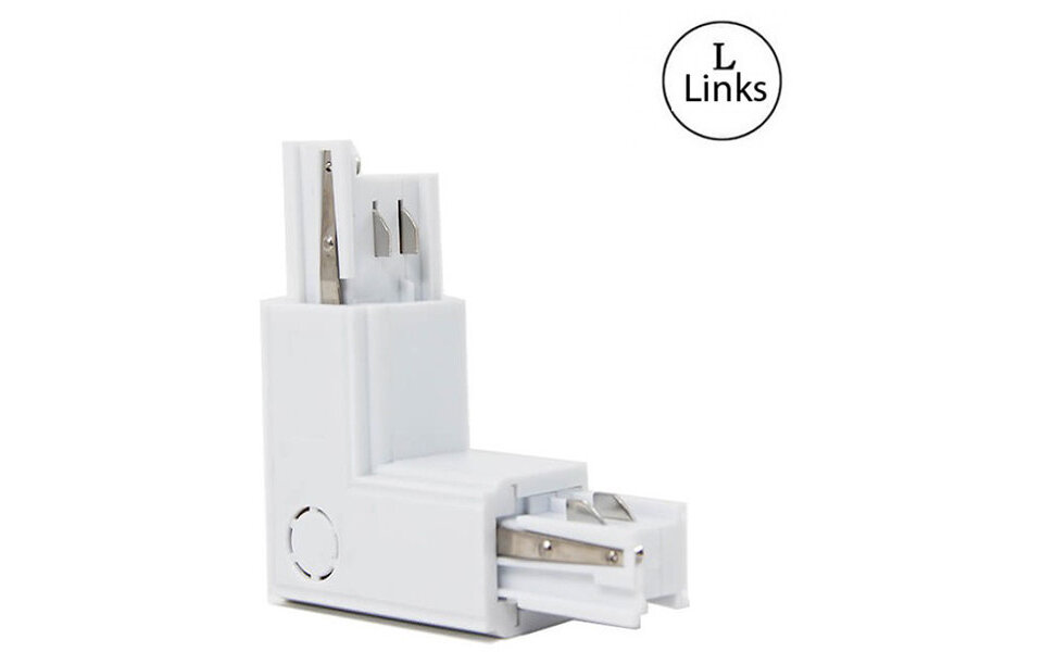 HLW LED Power Rail Connector White - 3 Phase Corner L Coupling Left with Adjustable Beam Angle HLW LED Power Rail Connector White - 3 Phase Corner L Coupling Left with Adjustable Beam Angle