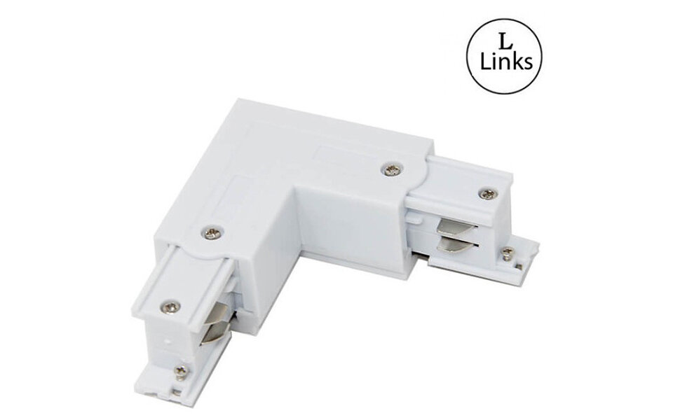HLW LED Power Rail Connector White - 3 Phase Corner L Coupling Left with Adjustable Beam Angle HLW LED Power Rail Connector White - 3 Phase Corner L Coupling Left with Adjustable Beam Angle