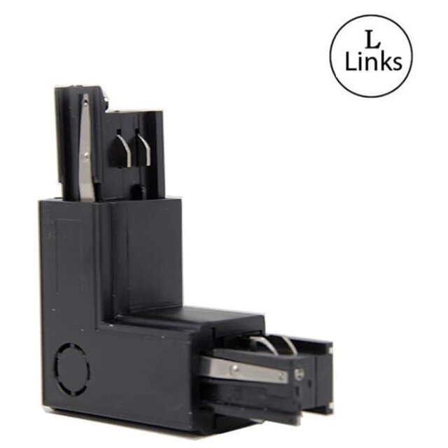 HLW LED Power Rail Connector Black - Left - 3 Phase - LED Lamp & Floor Lamp Beam Angle Adjustable