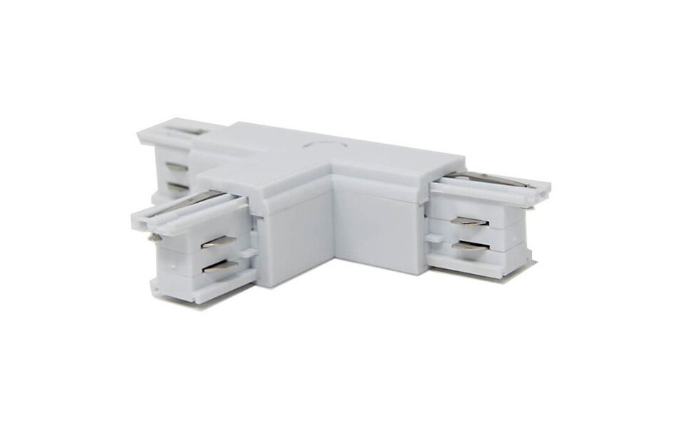 HLW LED Power Rail Connector White - 3-Phase T Connector Left for LED Lamp & White Floor Lamp
