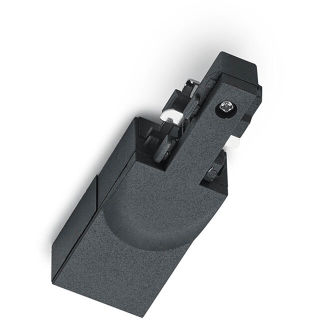 Mat zwarte spanningsrail voedingsconnector geschikt voor 230V en 50-60Hz netspanning in moderne stijl