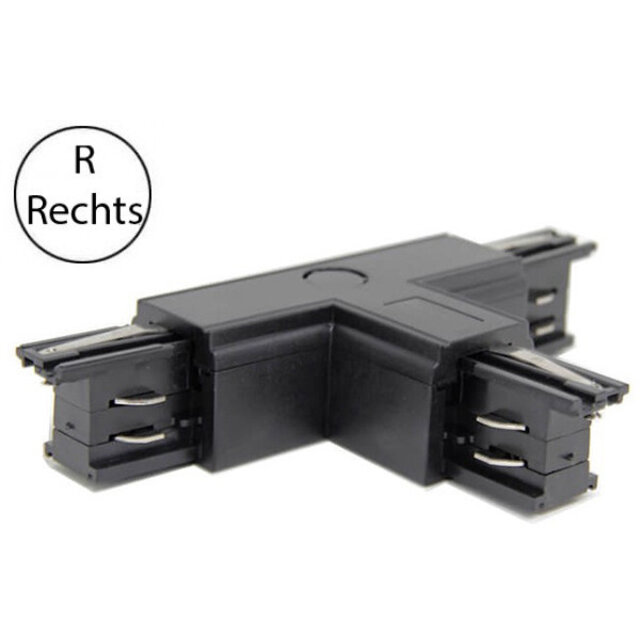 Zwarte spanningsrail doorverbinder T koppeling rechts voor LED lamp 220-240V 50/60Hz