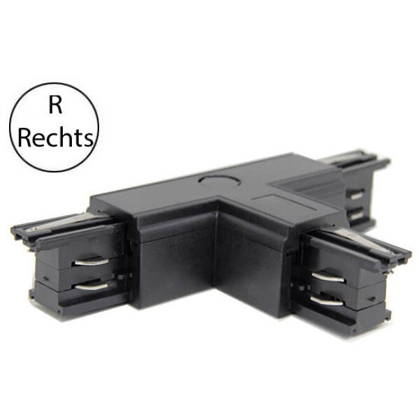 HLW LED Spanningsrail Doorverbinder T Koppeling Rechts - Zwart 3 Fase voor LED lamp & Zwarte Vloerlamp HLW LED Spanningsrail Doorverbinder T Koppeling Rechts - Zwart 3 Fase voor LED lamp & Zwarte Vloerlamp