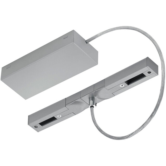 Flexibele spanningsrail voedingsconnector in matte titaankleur geschikt voor 230V en 600W verlichting