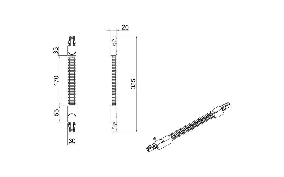 HLW LED Spanningsrail Doorverbinder Mat Zwart - Flexibele Connector voor LED Lamp & Zwarte Vloerlamp