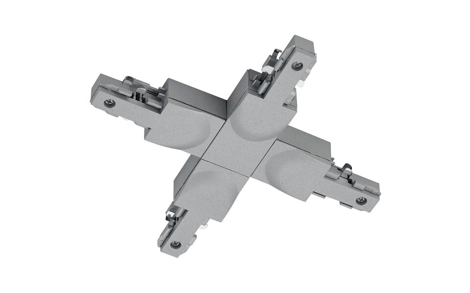 HLW LED Trion Dual Power Rail Connector X Cross Connector 2-Phase Matte Titanium for LED Lamp