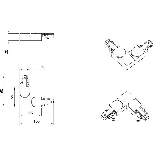 HLW LED Spanningsrail Doorverbinder Trion Dual - Mat Wit, 2 Fase, Aarde, Beam Angle Verstelbaar HLW LED Spanningsrail Doorverbinder Trion Dual - Mat Wit, 2 Fase, Aarde, Beam Angle Verstelbaar