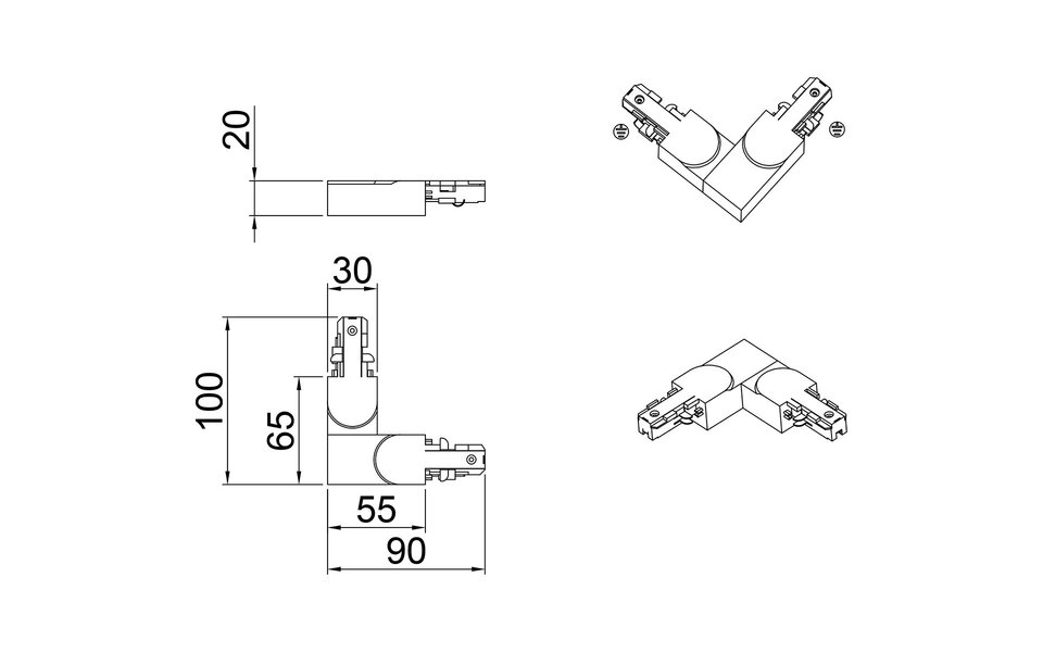 HLW LED Trion Dual Spanningsrail Doorverbinder - LED lamp & Beam Angle verstelbaar, mat titaan