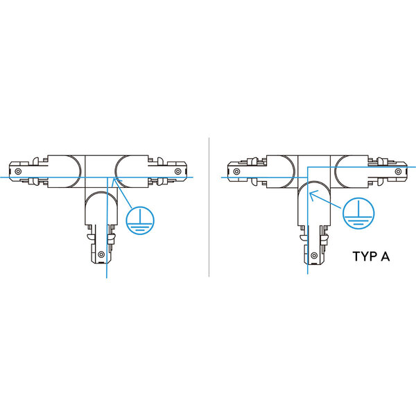 HLW LED Spanningsrail Doorverbinder LED lamp - 2-Fase T Connector in Mat Titaan HLW LED Spanningsrail Doorverbinder LED lamp - 2-Fase T Connector in Mat Titaan