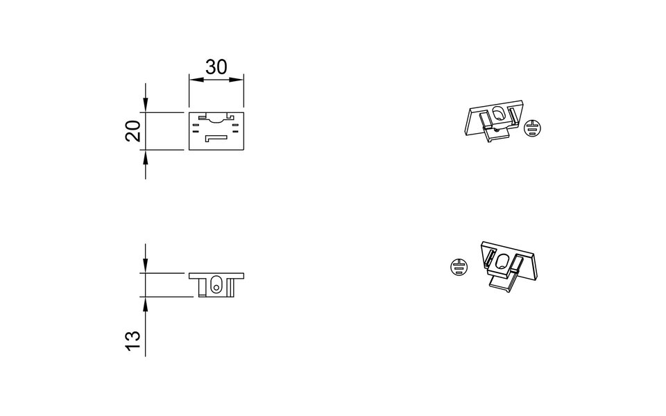 HLW LED Spanningsrail Eindkap 2 Stuks Mat Wit voor LED lamp & Witte Vloerlamp - Trion Dual HLW LED Spanningsrail Eindkap 2 Stuks Mat Wit voor LED lamp & Witte Vloerlamp - Trion Dual