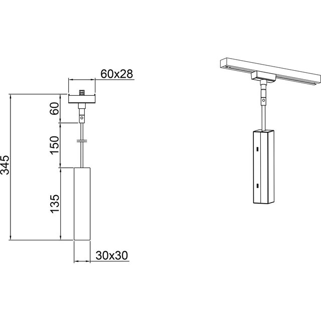 HLW LED Matte Black Power Rail Connector Pendant Lamp for LED Lamp and Black Floor Lamp