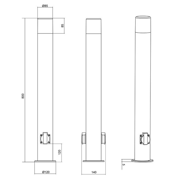HLW LED LED Vloerlamp & Buiten Wandlamp - Waterdicht, Met Stopcontact - Trion Hosina XL
