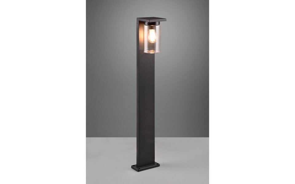 HLW LED LED Tuinverlichting met Dag en Nacht Sensor - Staande Buitenlamp - Trion Ardola XL - E27 Fitting - Spatwaterdicht IP44 - Rechthoek - Mat Zwart - Aluminium |