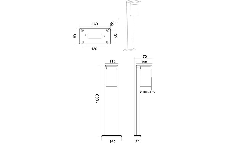 HLW LED Black LED Floor Lamp with Sensor, Waterproof & Adjustable Beam Angle - Outdoor Wall Lamp