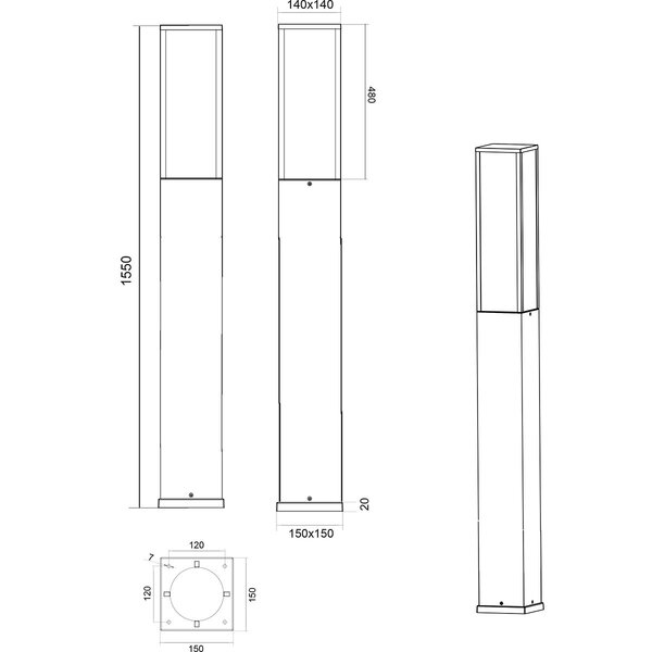 HLW LED LED Vloerlamp & Buiten Wandlamp 15W Warm Wit 2700K-3000K | Trion Ficco XL HLW LED LED Vloerlamp & Buiten Wandlamp 15W Warm Wit 2700K-3000K | Trion Ficco XL