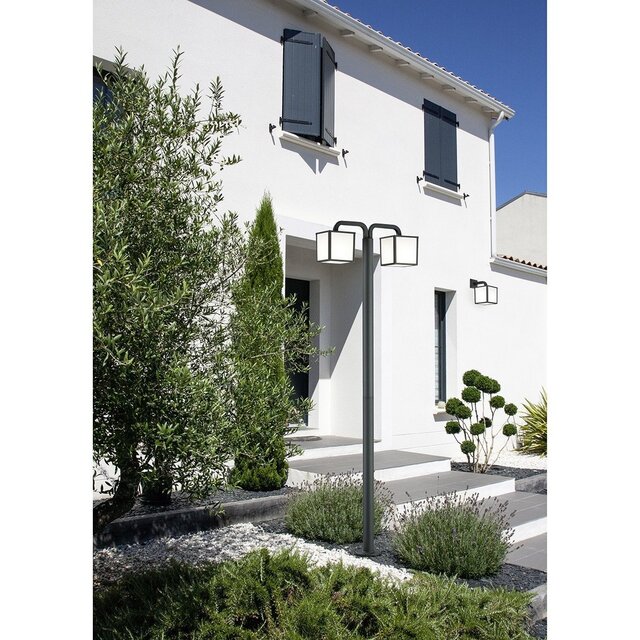 HLW LED LED Tuinverlichting - Staand Buitenlamp - Trion Cubirino - 10W - E27 Fitting - Warm Wit 3000K - 2-lichts - Waterdicht IP54 - Mat Antraciet - Aluminium |