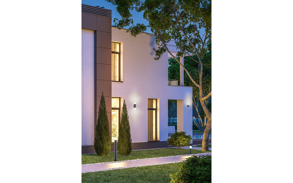 HLW LED LED Tuinverlichting met Bewegingssensor - Staand Buitenlamp - Trion Hosina XL - E27 Fitting - Spatwaterdicht IP44 - Mat Antraciet - Aluminium