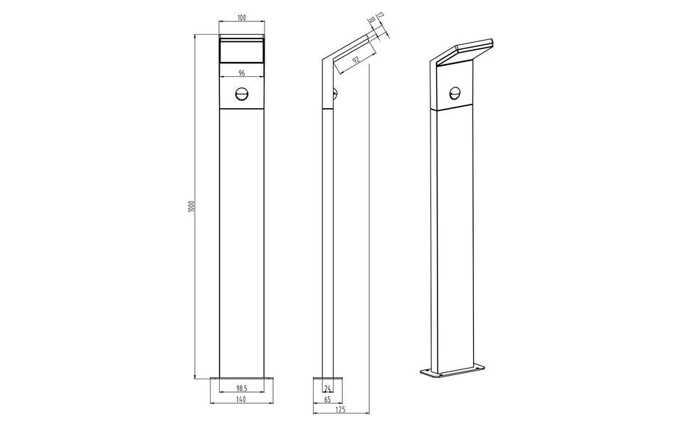 HLW LED LED Tuinverlichting met Bewegingssensor - Staand - Buitenlamp - Trion Pearly XL - 8W - Warm Wit 3000K - Waterdicht IP54 - Mat Antraciet - Aluminium