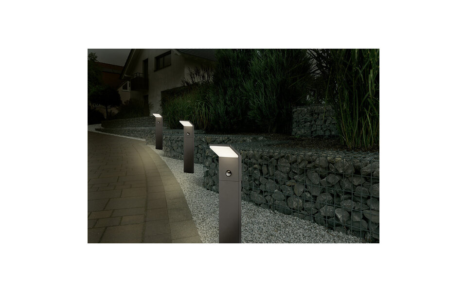 HLW LED White LED Outdoor Floor Lamp with Motion Sensor - Waterproof, Warm White 2700K-3000K, 8W LED