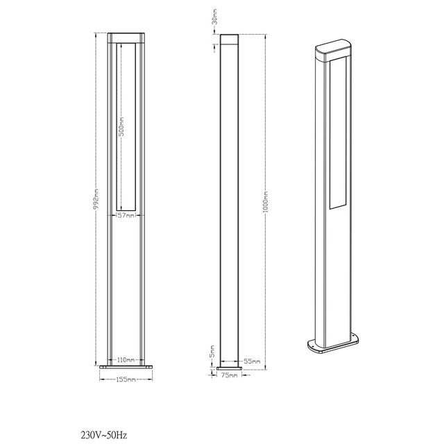 HLW LED LED Tuinverlichting - Buitenlamp - Trion Rhinon XL - Staand - 10W - Mat Antraciet - Aluminium HLW LED LED Tuinverlichting - Buitenlamp - Trion Rhinon XL - Staand - 10W - Mat Antraciet - Aluminium