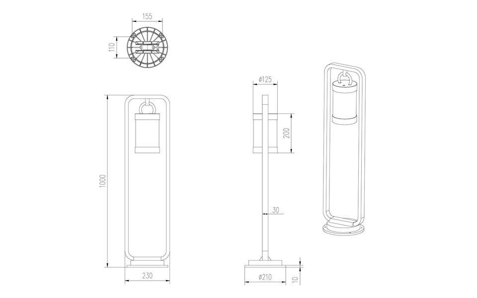 HLW LED LED Tuinverlichting met Dag en Nacht Sensor- Staand - Buitenlamp - Trion Semby XL - E27 Fitting - Spatwaterdicht IP44 - Roestkleur - Aluminium