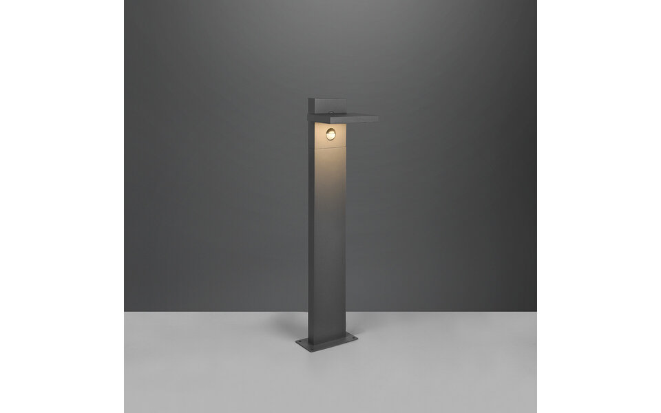 HLW LED LED Tuinverlichting met Bewegingssensor - Staande Buitenlamp - Trion Ihson - 8W - Warm Wit 3000K - Draaibaar - Rechthoek - Mat Antraciet - Aluminium