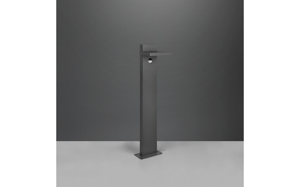 HLW LED LED Tuinverlichting met Bewegingssensor - Staande Buitenlamp - Trion Ihson - 8W - Warm Wit 3000K - Draaibaar - Rechthoek - Mat Antraciet - Aluminium