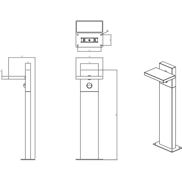 HLW LED LED Tuinverlichting met Bewegingssensor - Staande Buitenlamp - Trion Ihson - 8W - Warm Wit 3000K - Draaibaar - Rechthoek - Mat Antraciet - Aluminium