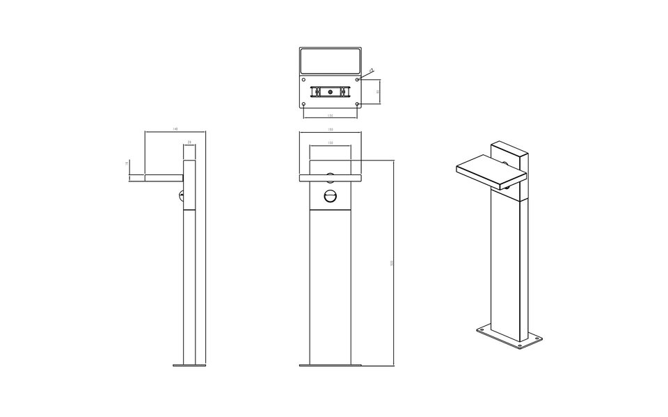HLW LED LED Floor Lamp with Sensor and Adjustable Beam Angle - Warm White 2700K–3000K - 8W LED Outdoor Wall Lamp