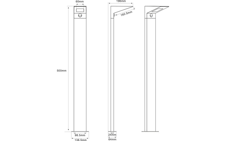 HLW LED LED Floor Lamp and LED Wall Lamp with Sensor - Warm White 2700K–3000K, 8W, Adjustable Beam Angle