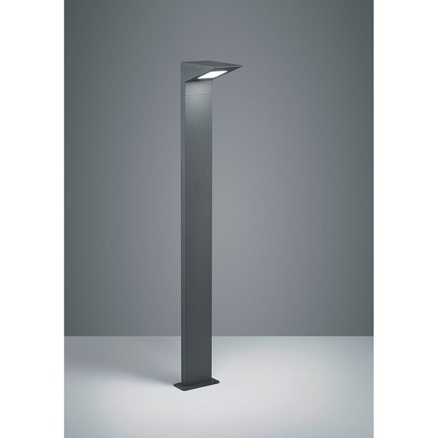 Rechthoekige mat antraciet aluminium LED vloerlamp 8W 850 lumen warm wit 3000K voor buitengebruik