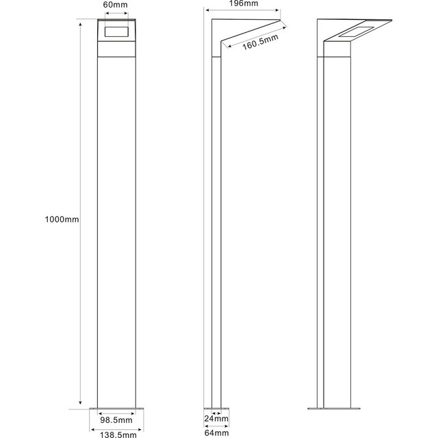 HLW LED LED Tuinverlichting - Vloerlamp - Trion Nilsona XL - 8W - Warm Wit 3000K - Rechthoek - Mat Antraciet - Aluminium |