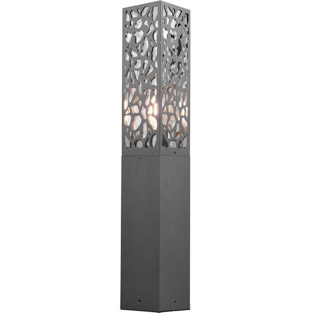 Staande rechthoekige LED buitenlamp in mat antraciet met E27 fitting en RVS behuizing tot 40W