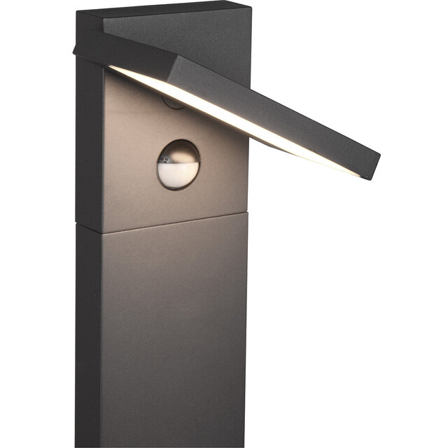HLW LED LED Tuinverlichting met Bewegingssensor - Staande Buitenlamp - Trion Ihson XL - 8W - Warm Wit 3000K - Draaibaar - Rechthoek - Mat Antraciet - Aluminium