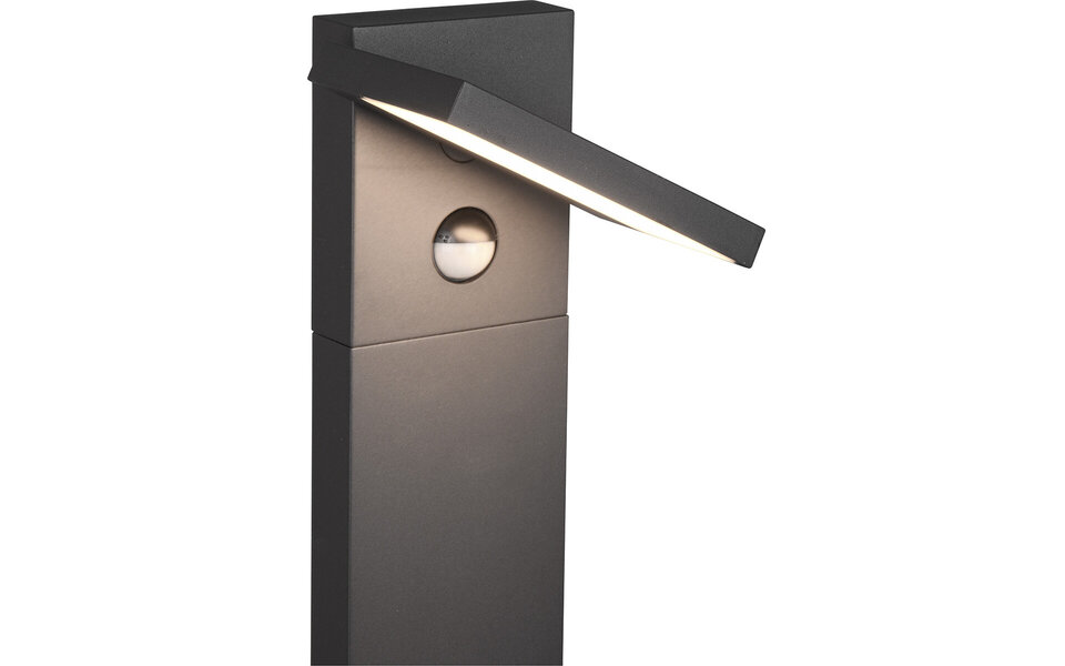 HLW LED LED Tuinverlichting met Bewegingssensor - Staande Buitenlamp - Trion Ihson XL - 8W - Warm Wit 3000K - Draaibaar - Rechthoek - Mat Antraciet - Aluminium