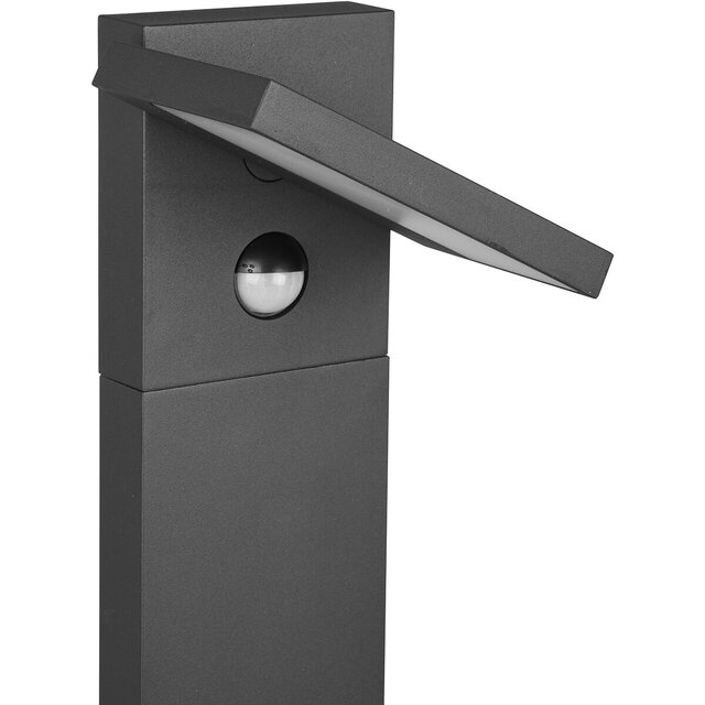 HLW LED LED Tuinverlichting met Bewegingssensor - Staande Buitenlamp - Trion Ihson XL - 8W - Warm Wit 3000K - Draaibaar - Rechthoek - Mat Antraciet - Aluminium