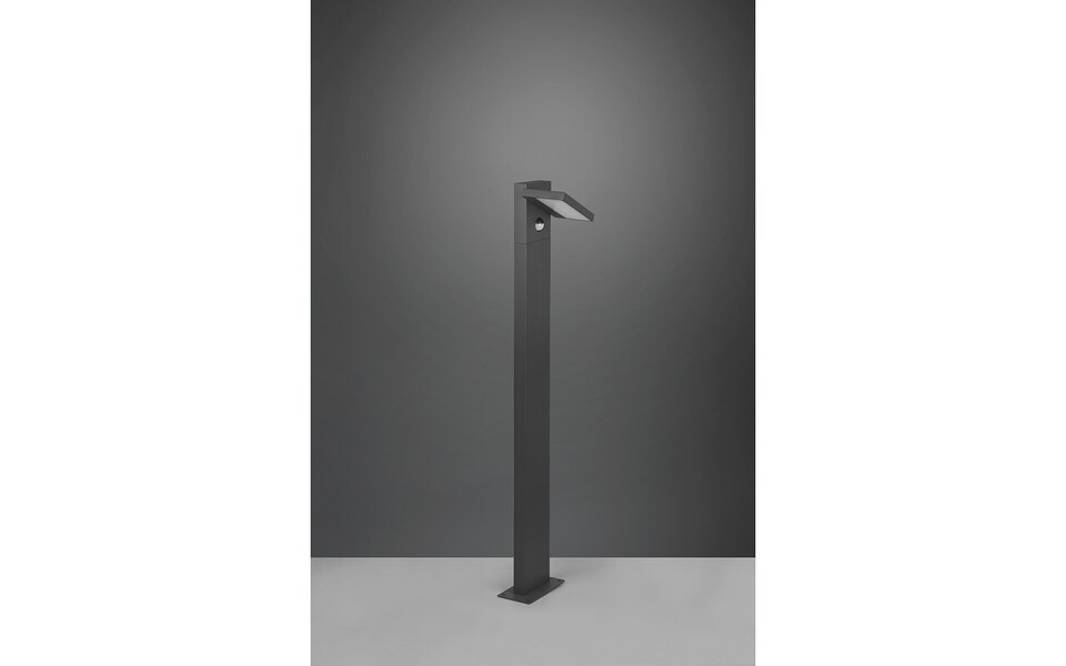 HLW LED LED Tuinverlichting met Bewegingssensor - Staande Buitenlamp - Trion Ihson XL - 8W - Warm Wit 3000K - Draaibaar - Rechthoek - Mat Antraciet - Aluminium