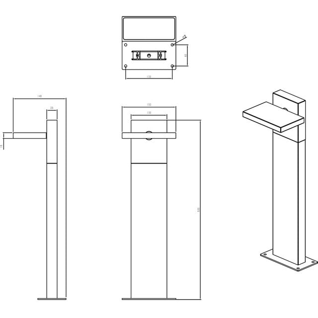 HLW LED LED Tuinverlichting - Staande Buitenlamp - Trion Ihson - 8W - Warm Wit 3000K - Draaibaar - Rechthoek - Mat Antraciet - Aluminium