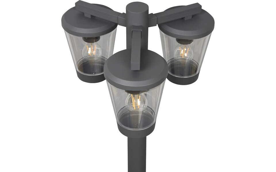 HLW LED LED Tuinverlichting - Staande Buitenlamp - Trion Civonu - E27 Fitting - 3-lichts - Spatwaterdicht IP44 - Rond - Mat Antraciet - Aluminium