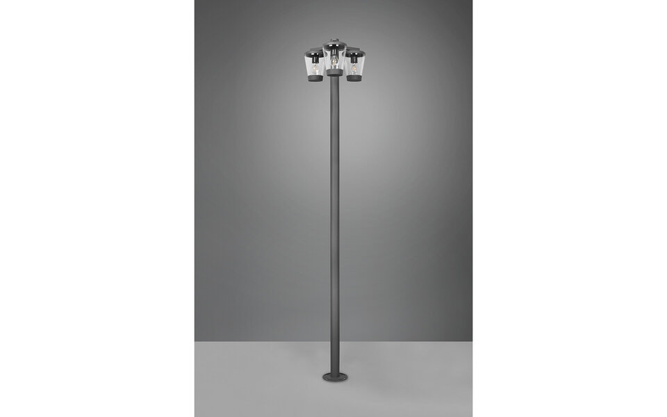 HLW LED LED Tuinverlichting - Staande Buitenlamp - Trion Civonu - E27 Fitting - 3-lichts - Spatwaterdicht IP44 - Rond - Mat Antraciet - Aluminium