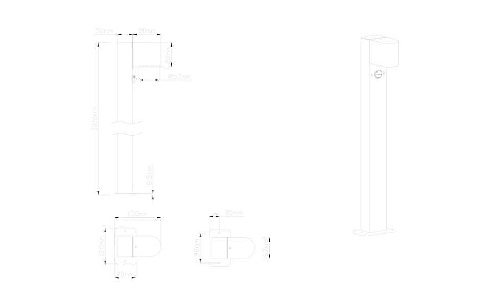 HLW LED LED Floor Lamp & Wall Lamp with Motion Sensor, Waterproof IP44, GU10 Fitting