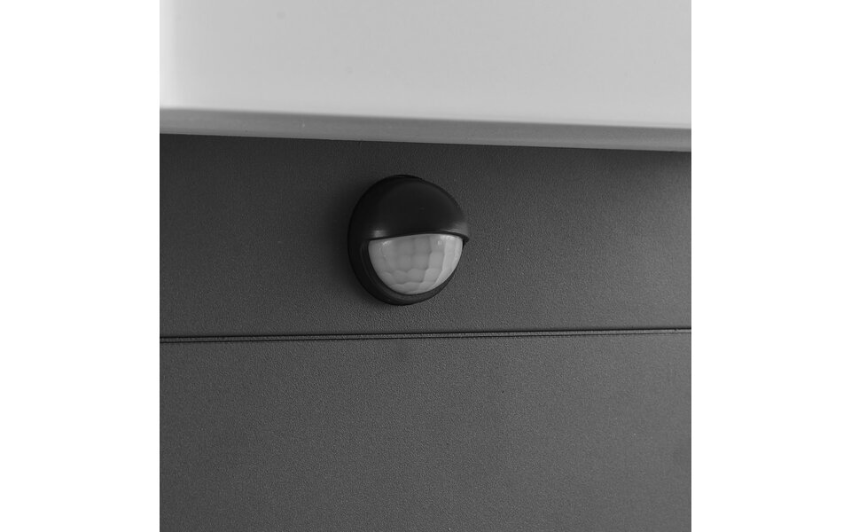 HLW LED LED Tuinverlichting met Bewegingssensor - Staande Buitenlamp - Trion Sino - 13W - Warm Wit 3000K - Rechthoek - Mat Antraciet - Aluminium - 45cm |